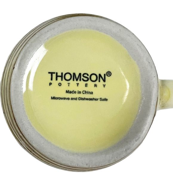 2 Thomson Pottery BIRCH Mugs Textured Striped Farmhouse Rustic Yellow Brown - Picture 9 of 12